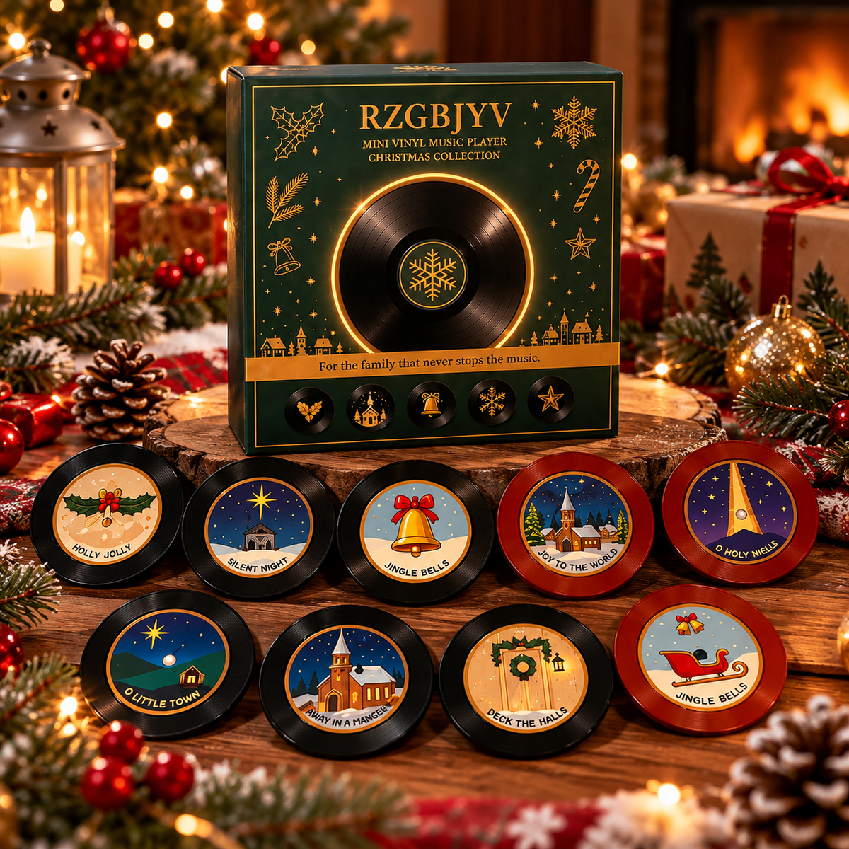 🎄✨ Christmas Magic Mini Vinyl Music Player – 9 Festive Tunes! 🎶🎁