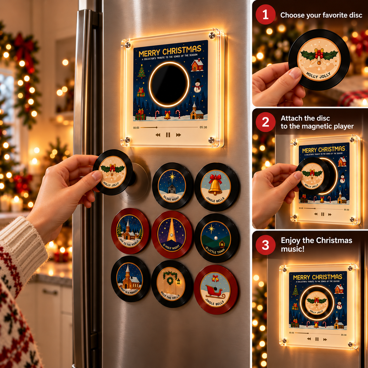 🎄✨ Christmas Magic Mini Vinyl Music Player – 9 Festive Tunes! 🎶🎁